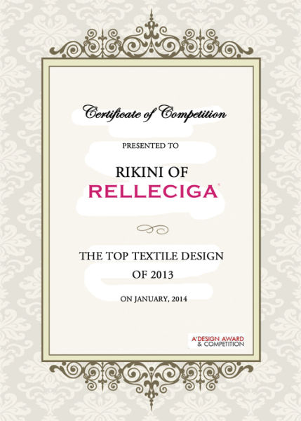 RIKINI丽基尼并且在当年获得THE TOP TEXTILE AWARD 2013年度产品设计奖。
