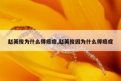 赵英俊为什么得癌症,赵英俊因为什么得癌症