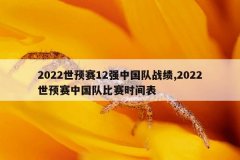 2022世预赛12强中国队战绩,2022世预赛中国队比赛时
