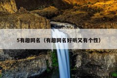 5有趣网名（有趣网名好听又有个性）