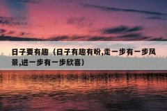 日子要有趣（日子有趣有盼,走一步有一步风景